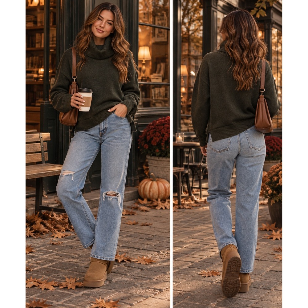 LOFT Cowl Neck Sweater Dark Olive Green High-Low Hem Dark Academia Preppy Small